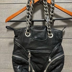 Black Leather Diesel with Metal Chain Hardware